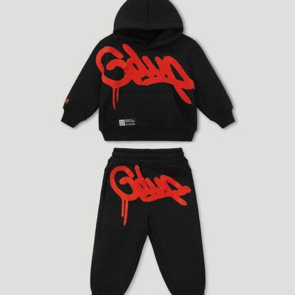 Geedup Handstyle Kids Tracksuit Black/Burnt Orange