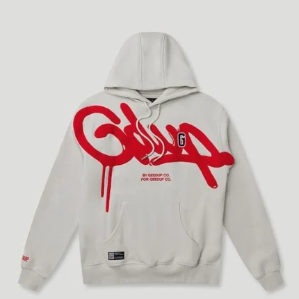 Geedup Handstyle G Hoodie Light Grey/Red