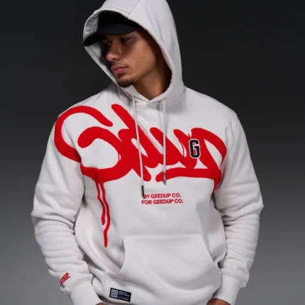 Geedup Handstyle G Hoodie Light Grey/Red